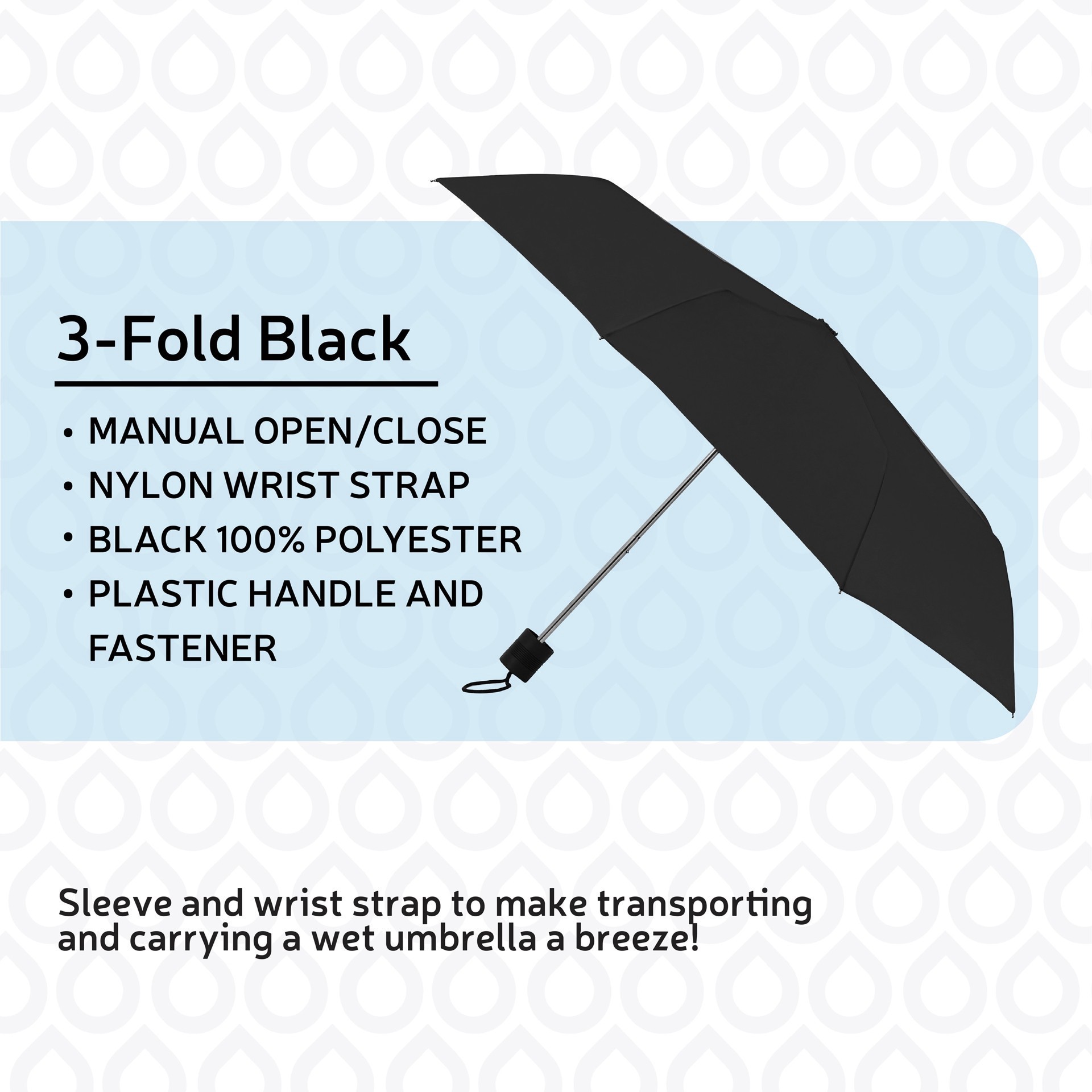 slide 4 of 6, Rainbrella Black Manual Umbrella, 42 in