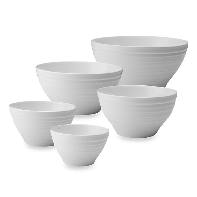 slide 1 of 1, Mikasa Swirl Stacking Bowl Set - White, 5 ct