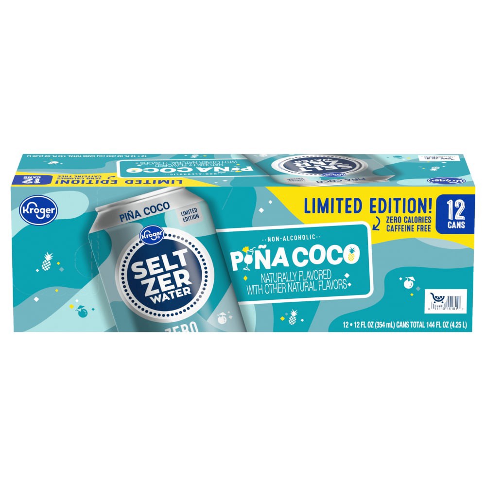 slide 1 of 3, Kroger® Naturally Flavored Pina Coco Seltzer Water, 12 ct; 12 fl oz