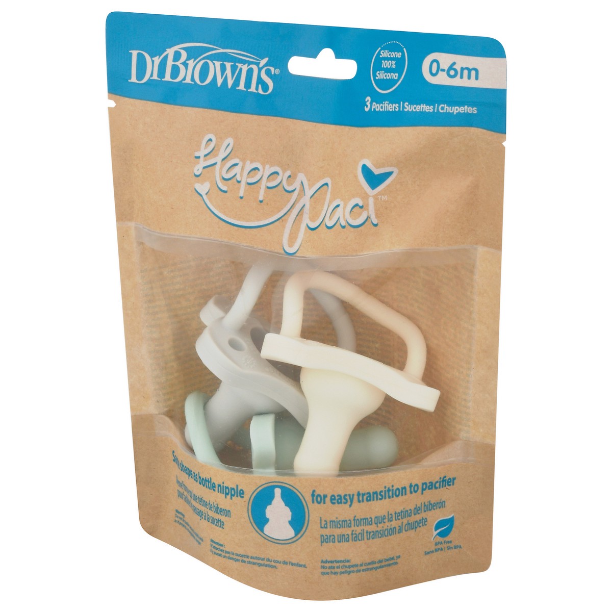 slide 4 of 9, Dr. Brown's Happypaci 0-6 m Pacifiers 3 Each, 3 ct