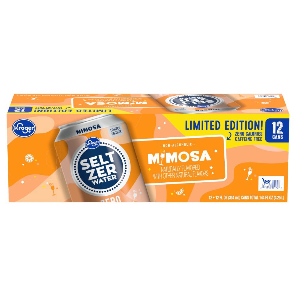 slide 2 of 3, Kroger® Naturally Flavored Mimosa Seltzer Water, 12 ct; 12 fl oz