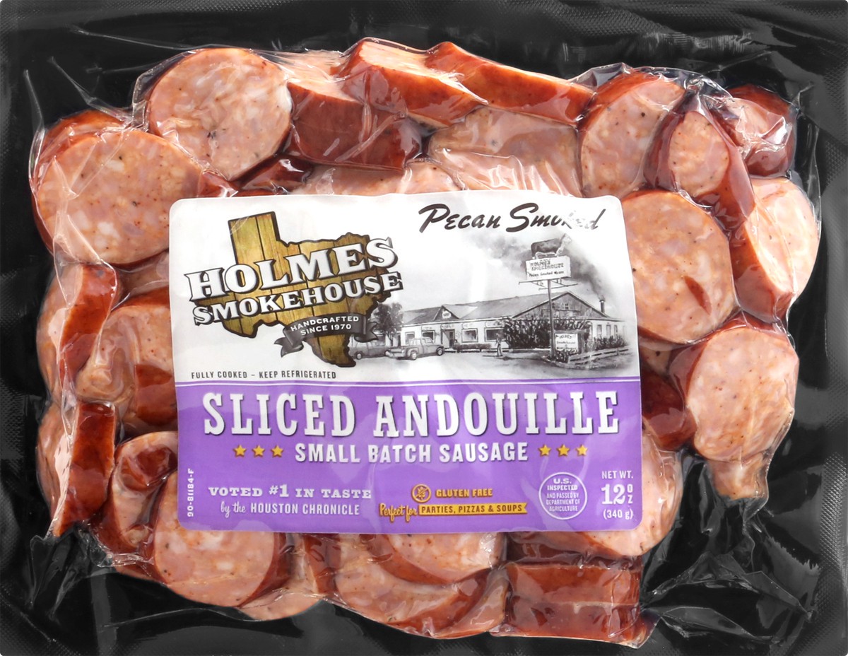 slide 10 of 13, Holmes Smokehouse Peacan Smoked Gluten Free Andouille Sliced Sausage, 12 oz