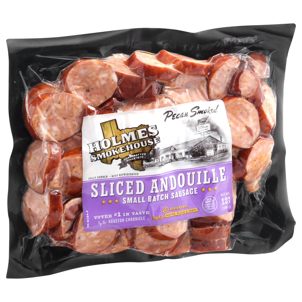 slide 5 of 13, Holmes Smokehouse Peacan Smoked Gluten Free Andouille Sliced Sausage, 12 oz