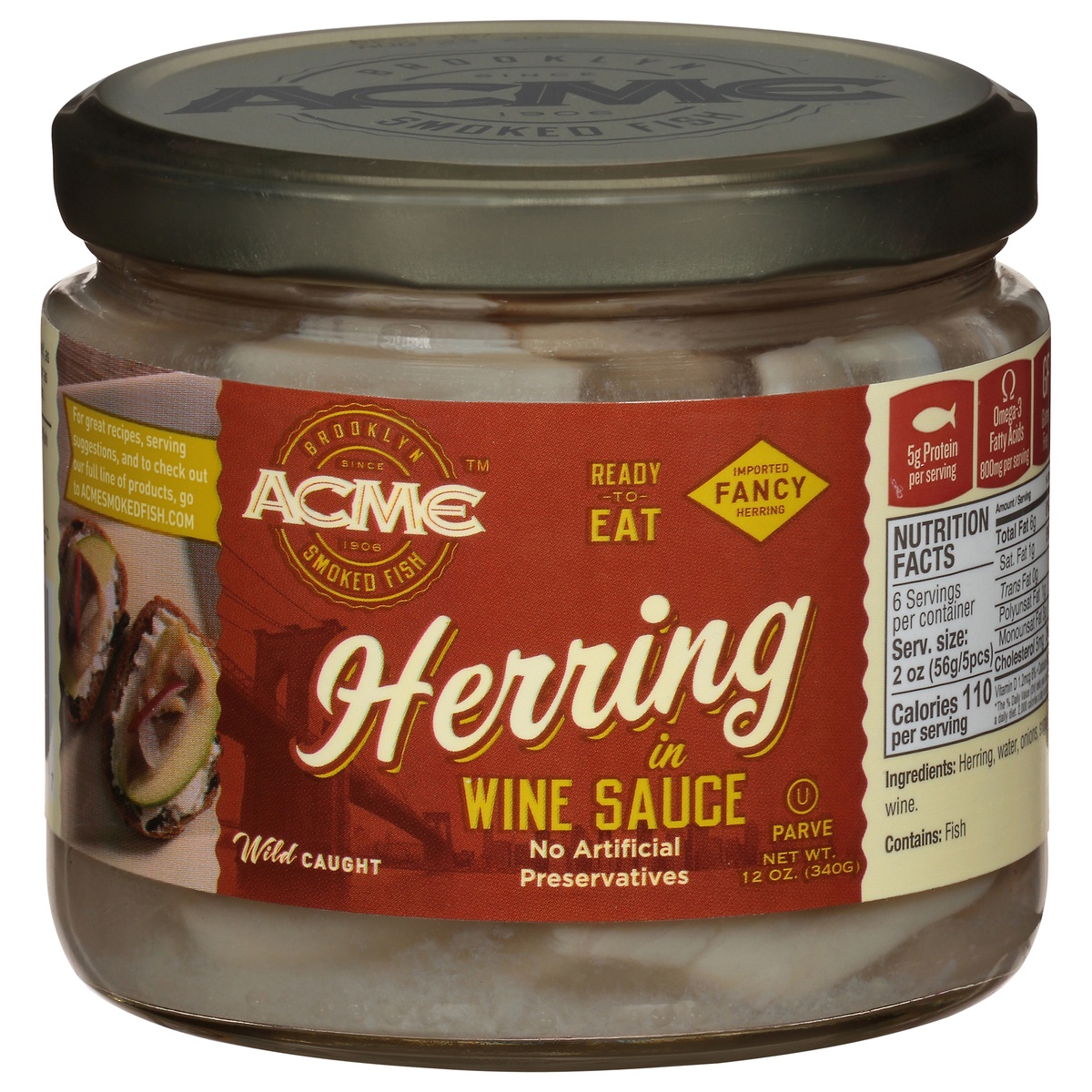 slide 1 of 1, ACME Herring In Wine Sauce, 12 oz