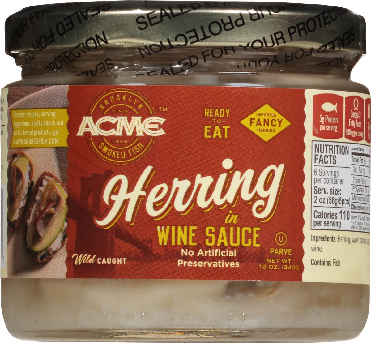 slide 1 of 12, ACME™ herring in wine sauce, 12 oz