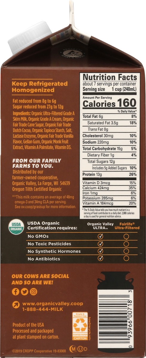 slide 8 of 9, Organic Valley 2% Reduced Fat Ultra-Filtered Organic Chocolate Milk 56 oz, 56 oz