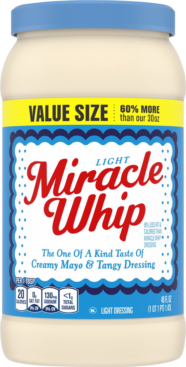 slide 2 of 14, Miracle Whip Light Dressing Value Size, 48 fl oz Jar, 48 fl oz