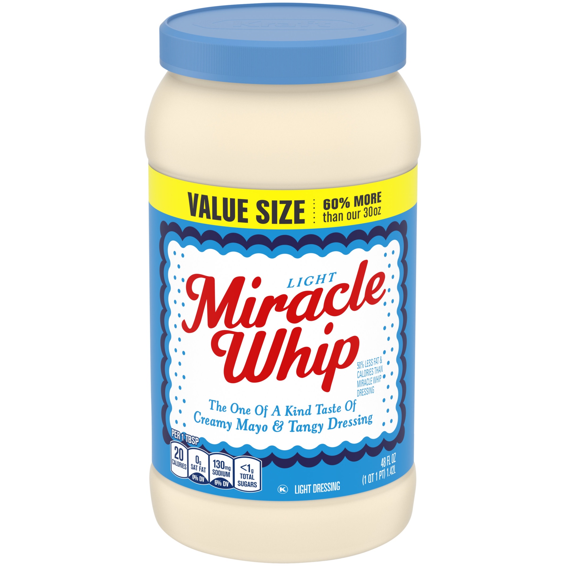 slide 1 of 2, Miracle Whip Light Dressing Value Size Jar, 48 fl oz