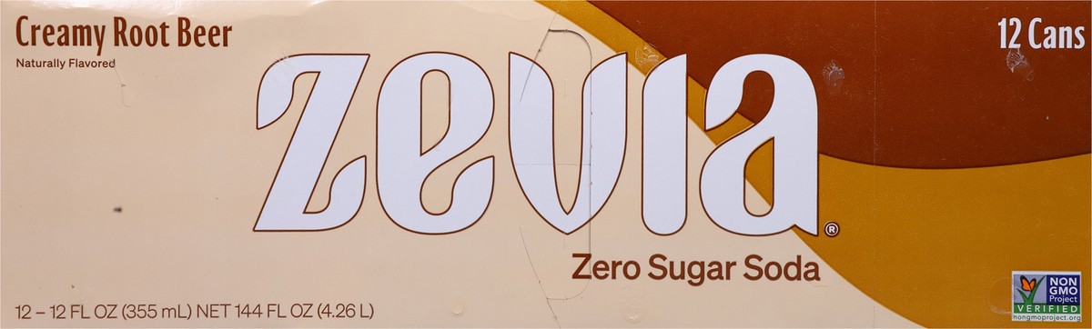 slide 5 of 9, Zevia Root Beer Zero Calorie Soda, 144 fl oz