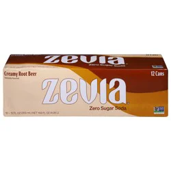 Zevia Zero Sugar Creamy Root Beer Soda 12 - 12 fl oz Cans