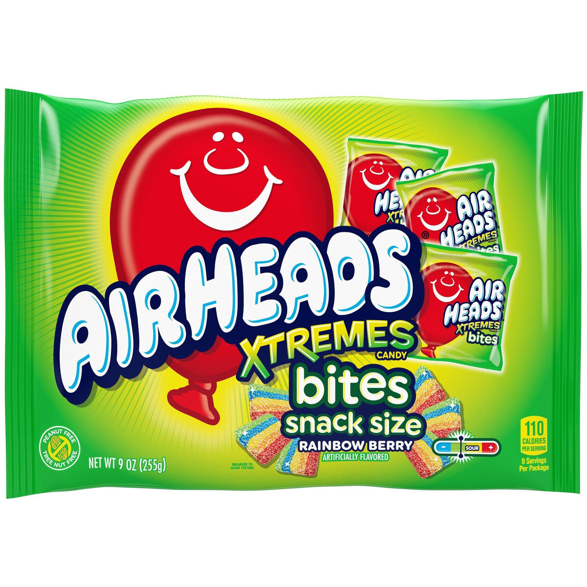 slide 1 of 3, Airheads Xtremes Rainbow Berry Flavor Bites, Snack Size, 9 oz