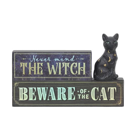 slide 1 of 3, 8" Beware Of The Cat Tabletop Sign By Ashland, 8 in
