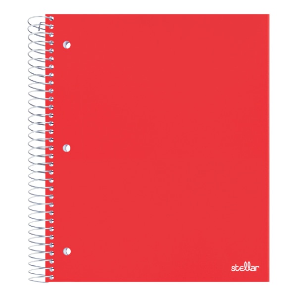 slide 1 of 4, Office Depot Brand Stellar Poly Notebook, 8-1/2'' X 11'', 3 Subject, Wide Ruled, 300 Pages (150 Sheets), Red, 150 ct
