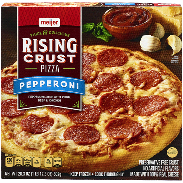 slide 1 of 29, Meijer Rising Crust Pepperoni Pizza, 28.3 oz