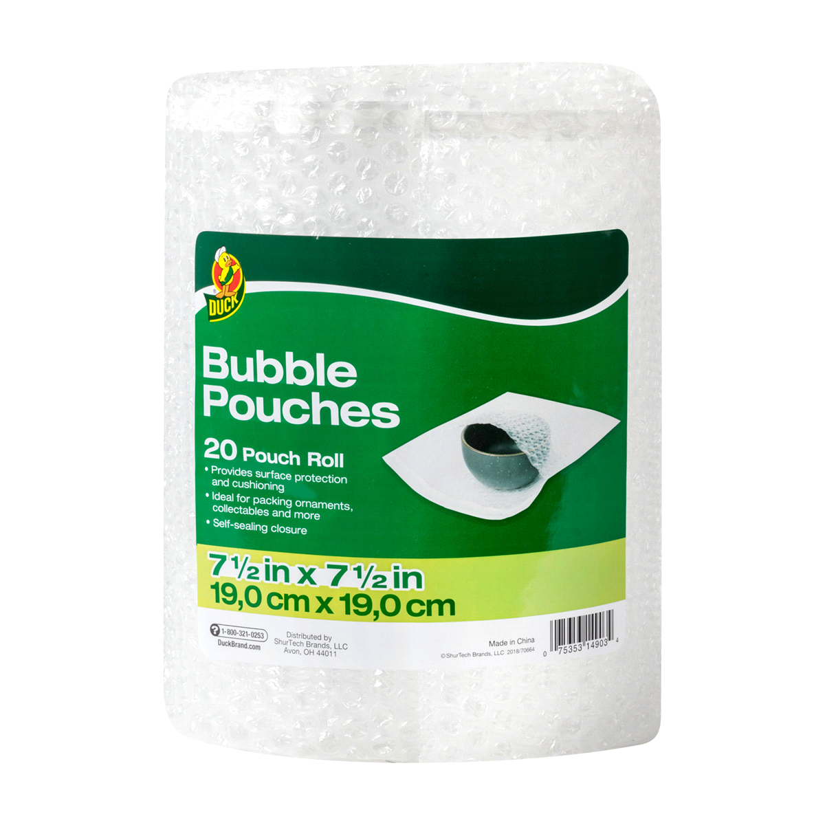 slide 1 of 5, Duck Brand Bubble Pouches Roll, Clear, 12 ft x 7.5 in