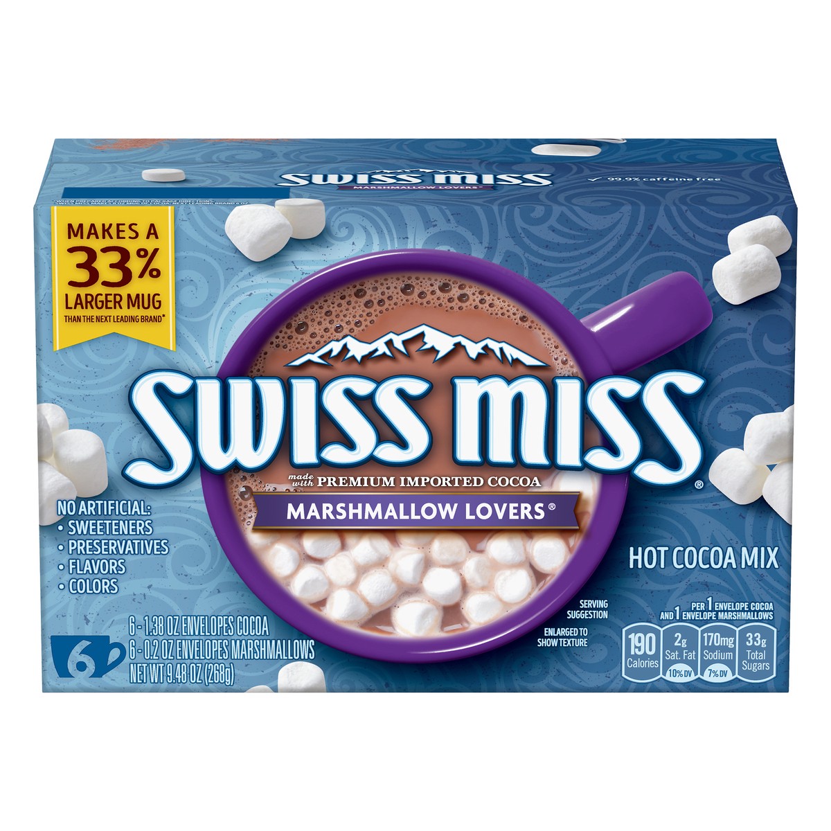 slide 1 of 1, Swiss Miss Marshmallow Lovers Hot Cocoa Mix, 6 ct; 1.38 oz