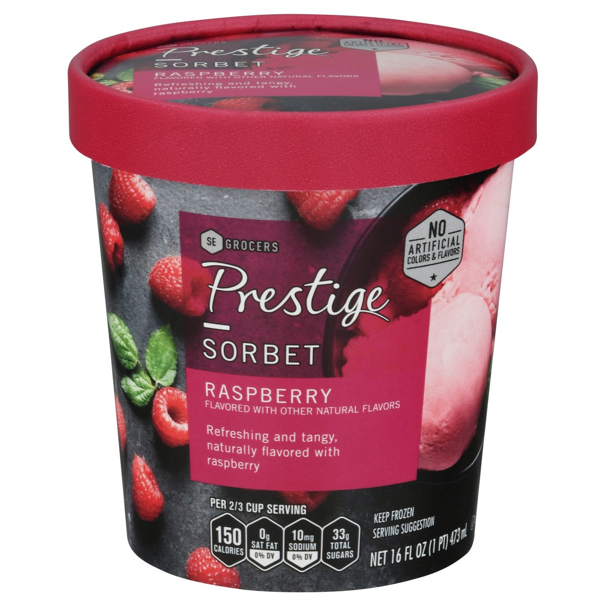 slide 1 of 9, Prestige Raspberry Sorbet, 16 oz