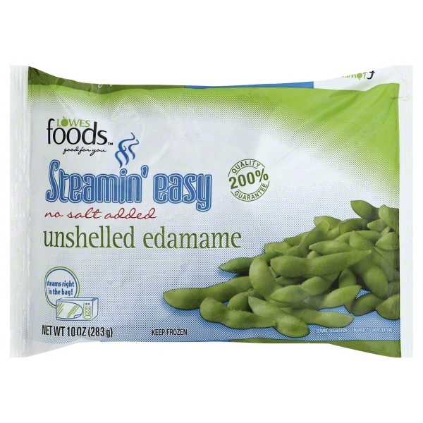 slide 1 of 1, Lowes Foods Steamed Edamame Unshelled, 10 oz