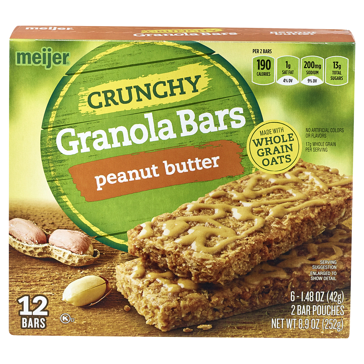slide 1 of 1, Meijer Crunchy Granola Bars, Peanut Butter, 6 ct