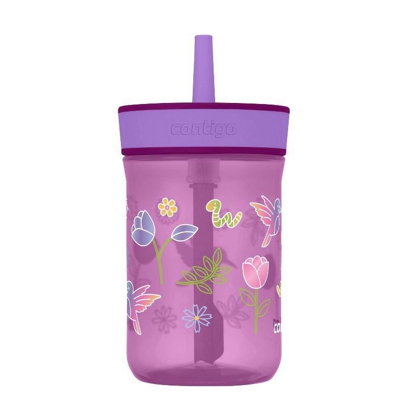 slide 1 of 4, Contigo Kids' Leighton Tritan 14oz Tumbler Grape Amethyst with Tulips, 14 oz