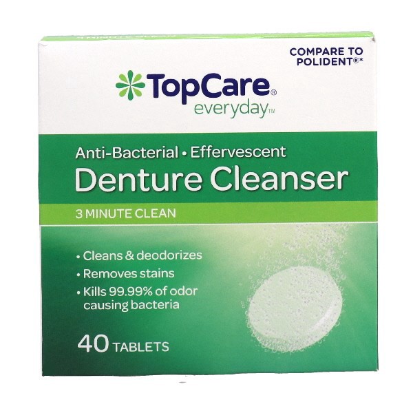 slide 1 of 6, TopCare Denture Cleanser Tablets Double Action, 40 ct