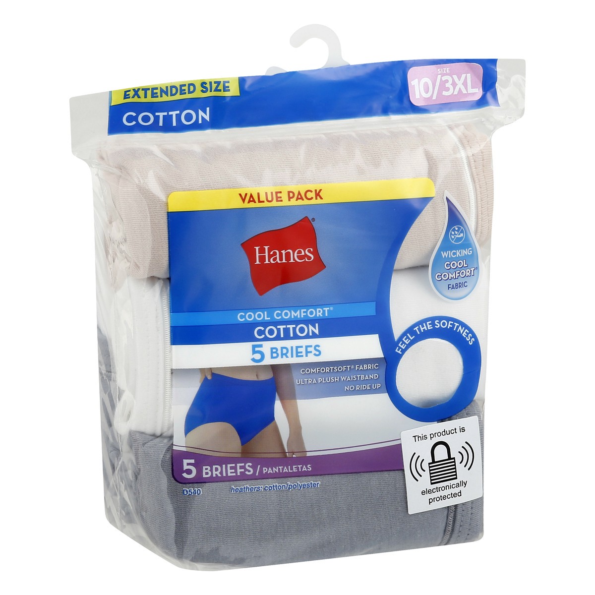 slide 6 of 10, Hanes Cool Comfort Value Pack Size 10/3XL Extended Size Cotton Briefs 5 ea, 5 ct