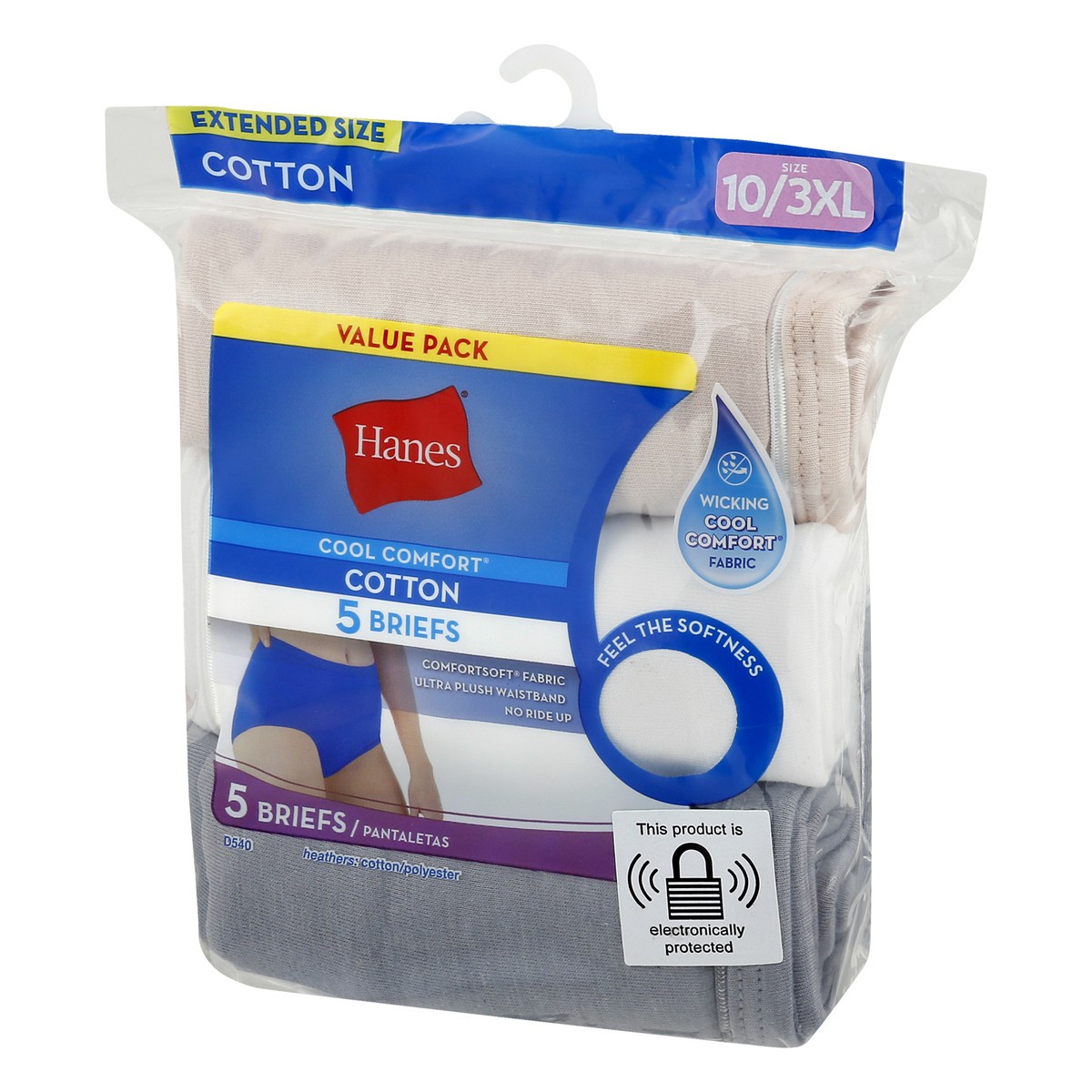 slide 8 of 10, Hanes Cool Comfort Value Pack Size 10/3XL Extended Size Cotton Briefs 5 ea, 5 ct