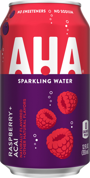 slide 1 of 1, Aha Sparkling Water, Raspberry + Acai, 12 fl oz