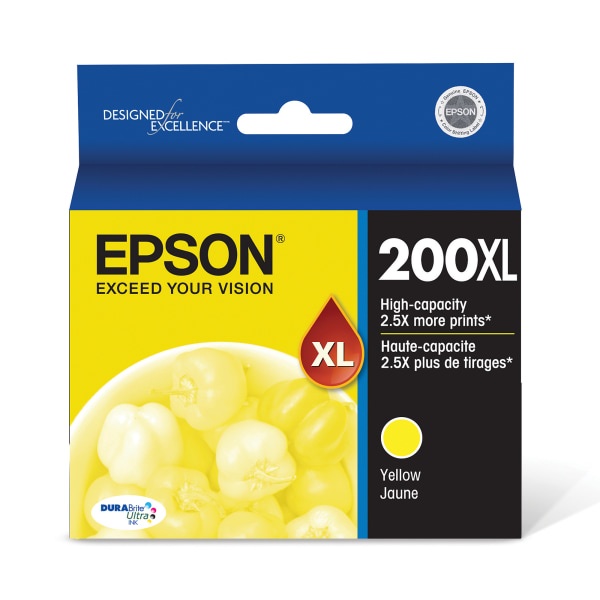 slide 1 of 1, Epson 200Xl, (T200Xl420-S) Durabrite Ultra High-Yield Yellow Ink Cartridge, 1 ct