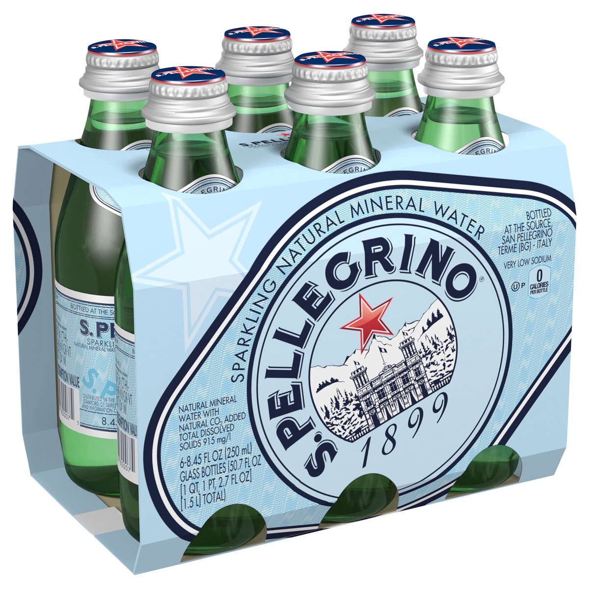 slide 7 of 8, S.Pellegrino Sparkling Natural Mineral Water, 6 Pack of 8.45 Fl Oz Glass Bottles, 50.7 oz