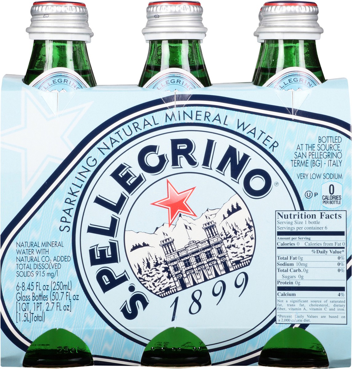 slide 2 of 8, S.Pellegrino Sparkling Natural Mineral Water, 6 Pack of 8.45 Fl Oz Glass Bottles, 50.7 oz