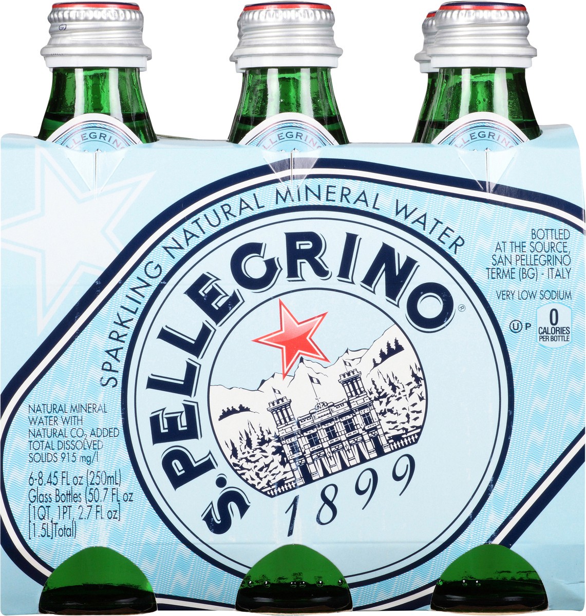 slide 5 of 8, S.Pellegrino Sparkling Natural Mineral Water, 6 Pack of 8.45 Fl Oz Glass Bottles, 50.7 oz