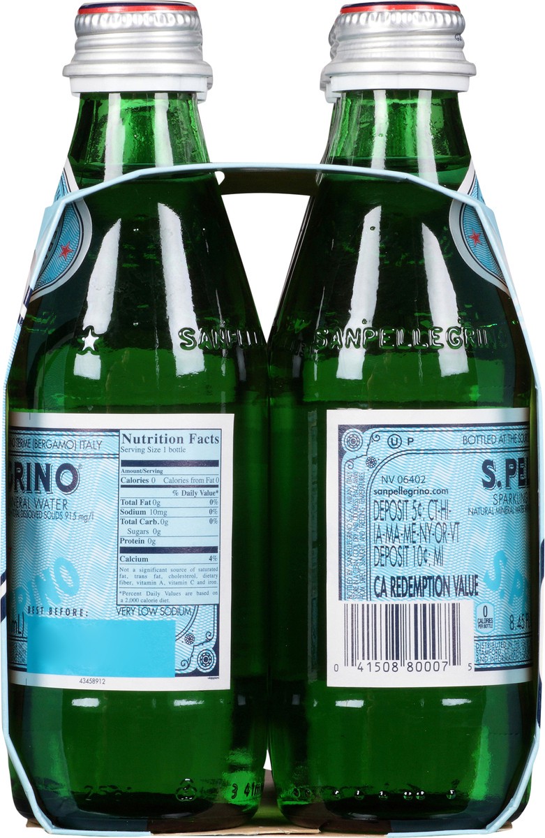 slide 3 of 8, S.Pellegrino Sparkling Natural Mineral Water, 6 Pack of 8.45 Fl Oz Glass Bottles, 50.7 oz