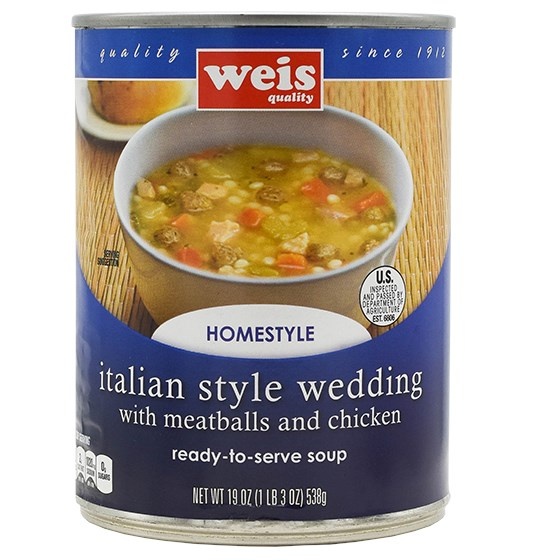 slide 1 of 1, Weis Quality Italian Style Wedding With Meatballs And Chicken Homestyle Ready-to-serve Soup, 19 oz