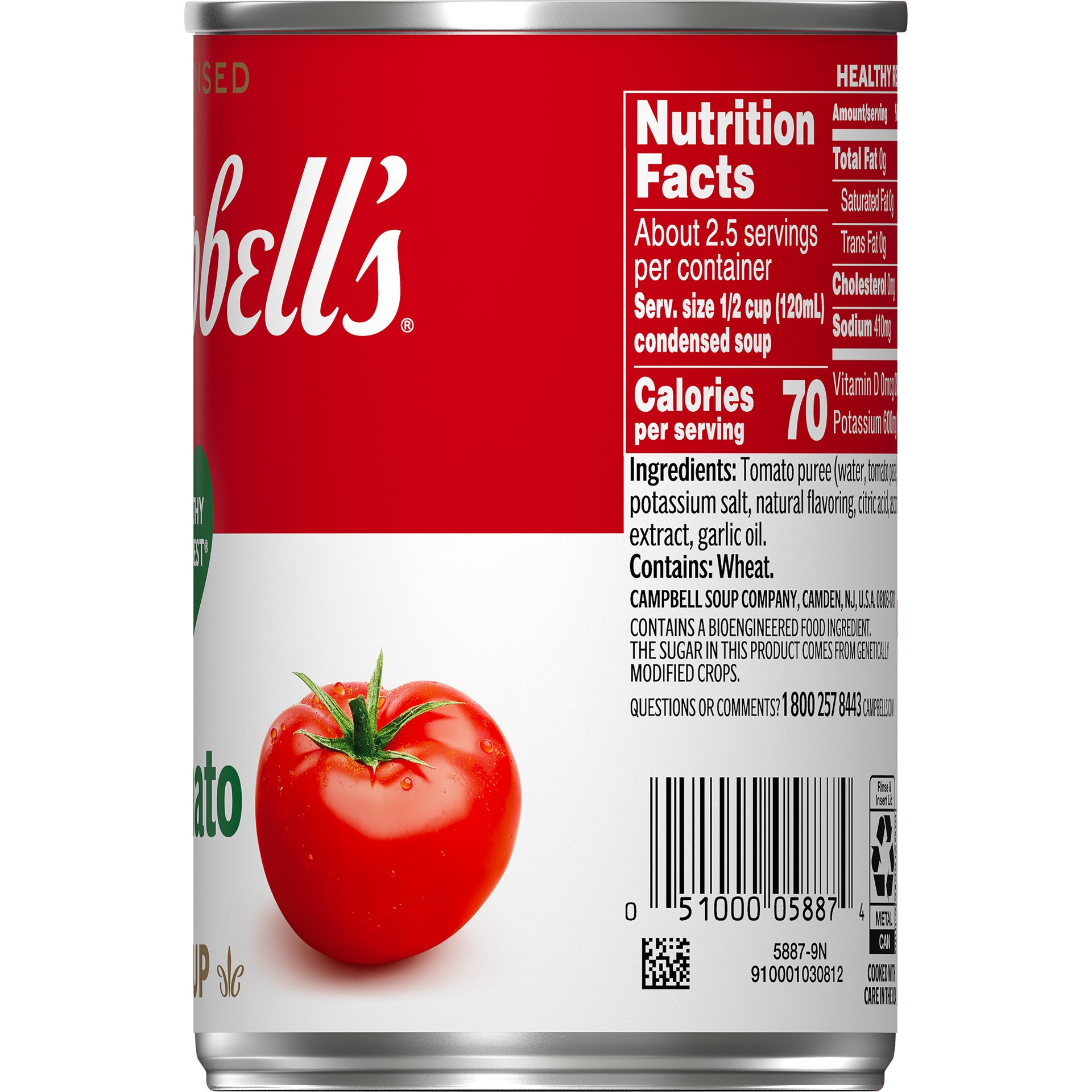 slide 3 of 5, Campbell's Campbell’s Condensed Heart Healthy Tomato Soup, 10.75 oz Can, 10.750 oz