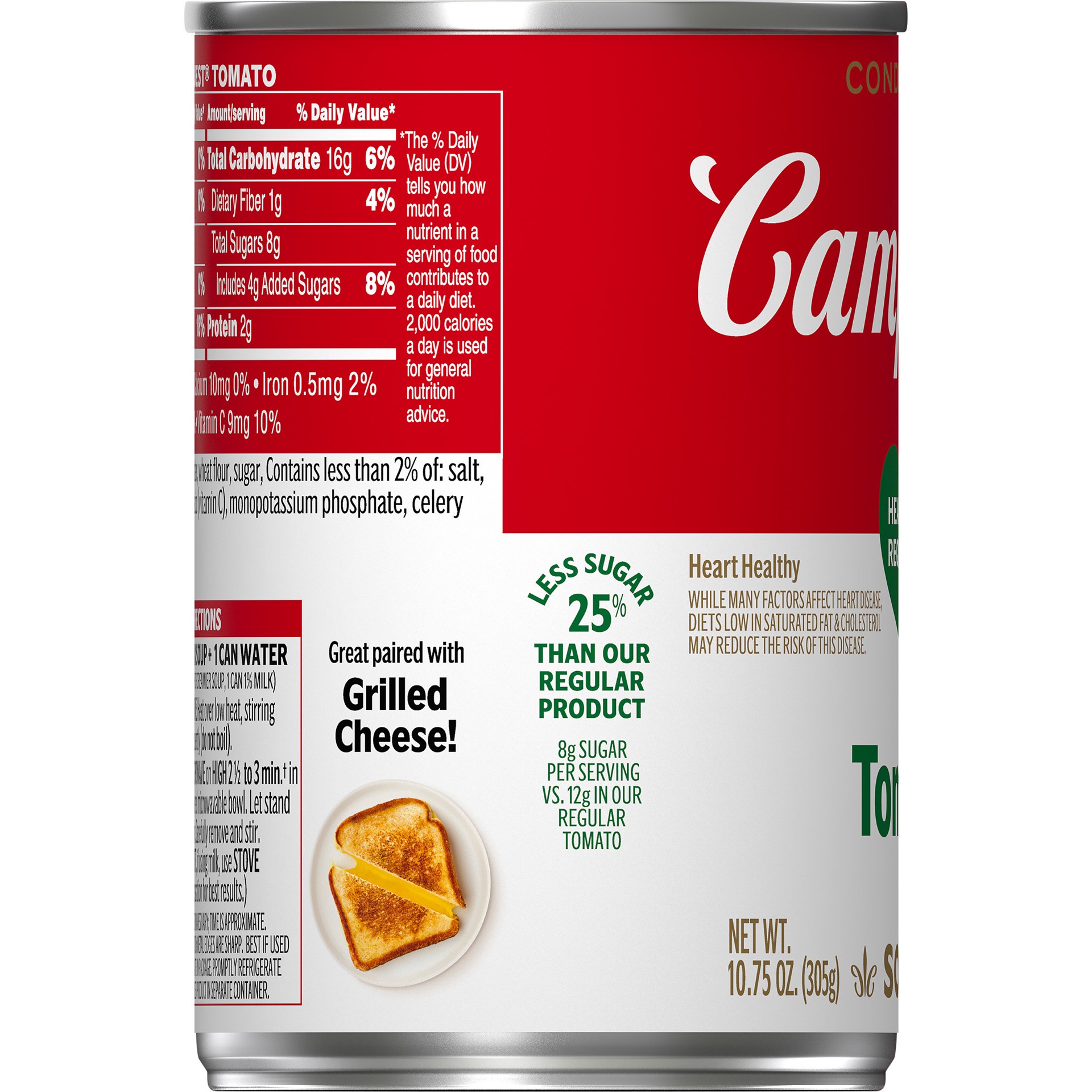 slide 2 of 5, Campbell's Campbell’s Condensed Heart Healthy Tomato Soup, 10.75 oz Can, 10.750 oz