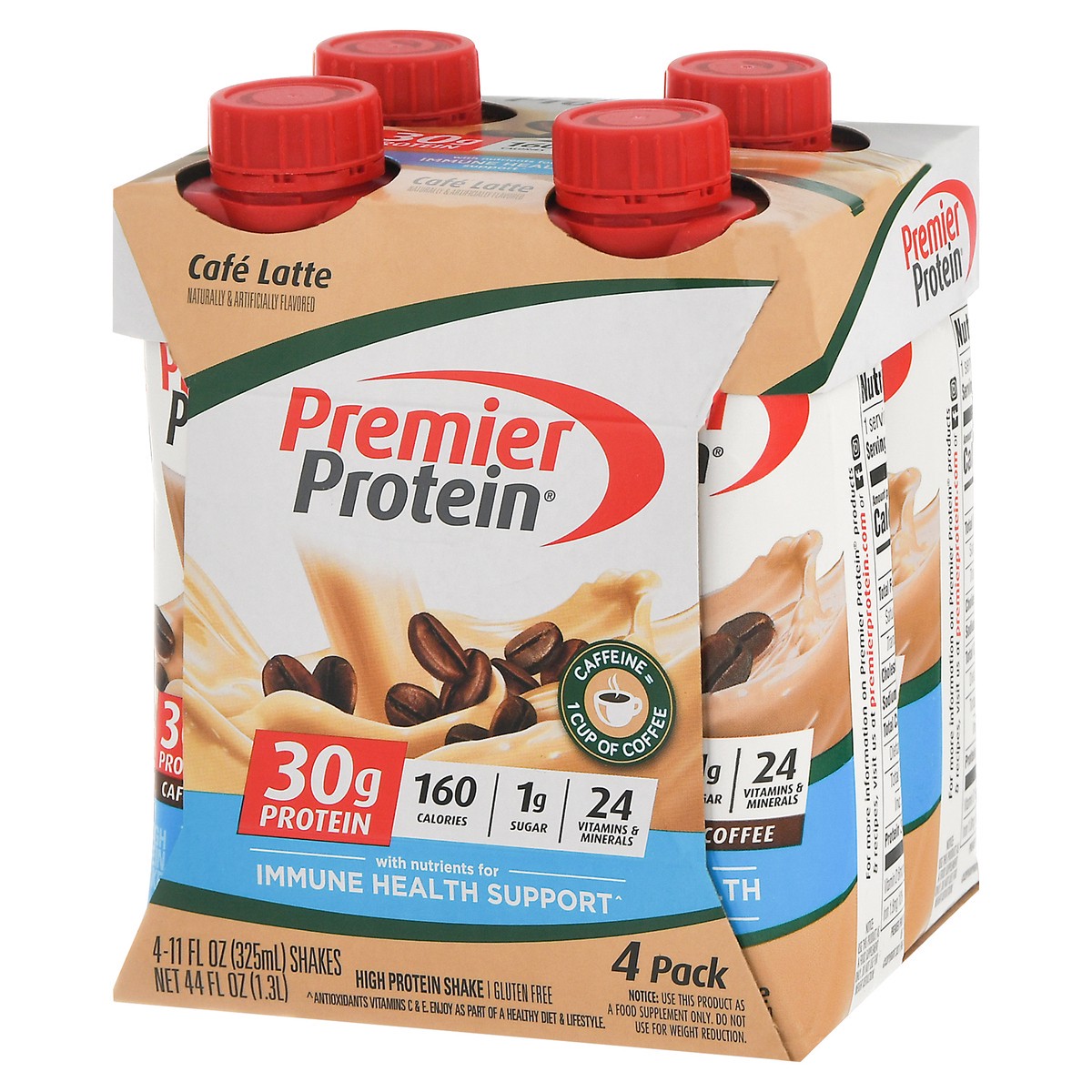 slide 3 of 9, Premier Protein Cafe Latte High Protein Shake 4 - 11 fl oz Shakes, 4 ct