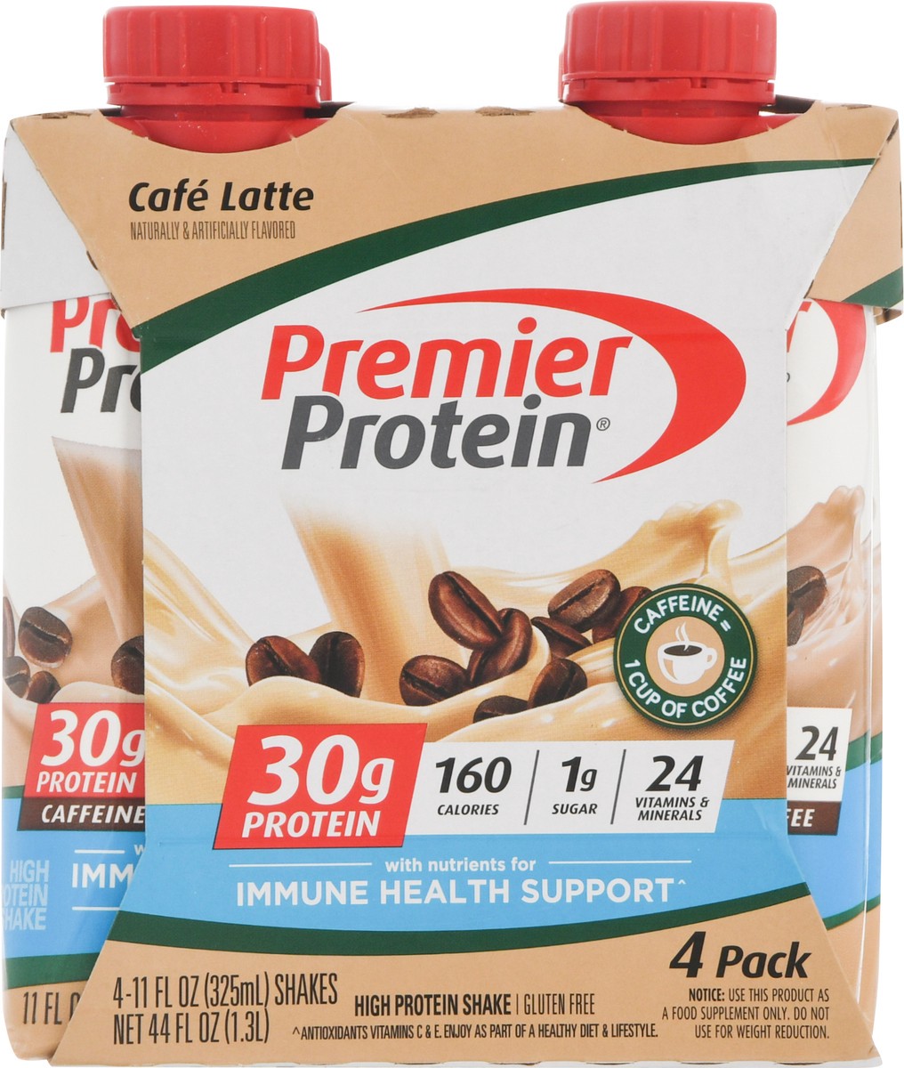 slide 6 of 9, Premier Protein Cafe Latte High Protein Shake 4 - 11 fl oz Shakes, 4 ct