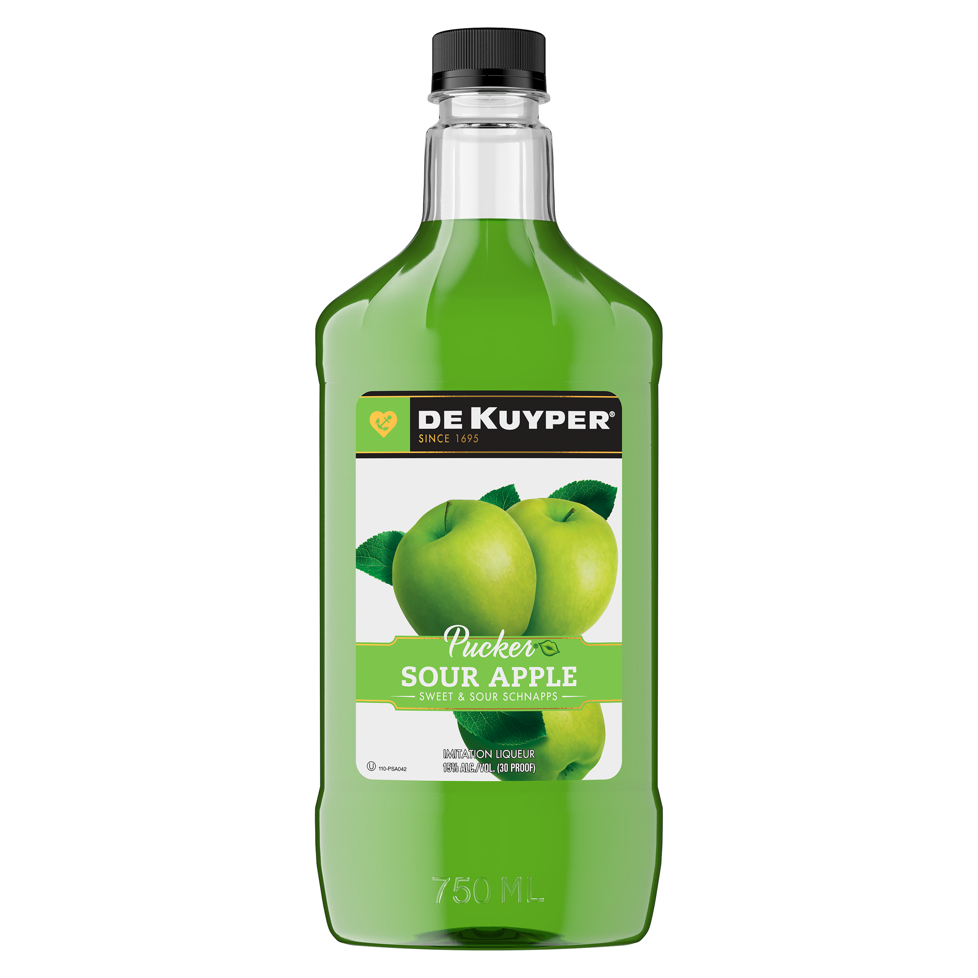 slide 1 of 2, DeKuyper Sour Apple Pucker Schnapps, 750 ml