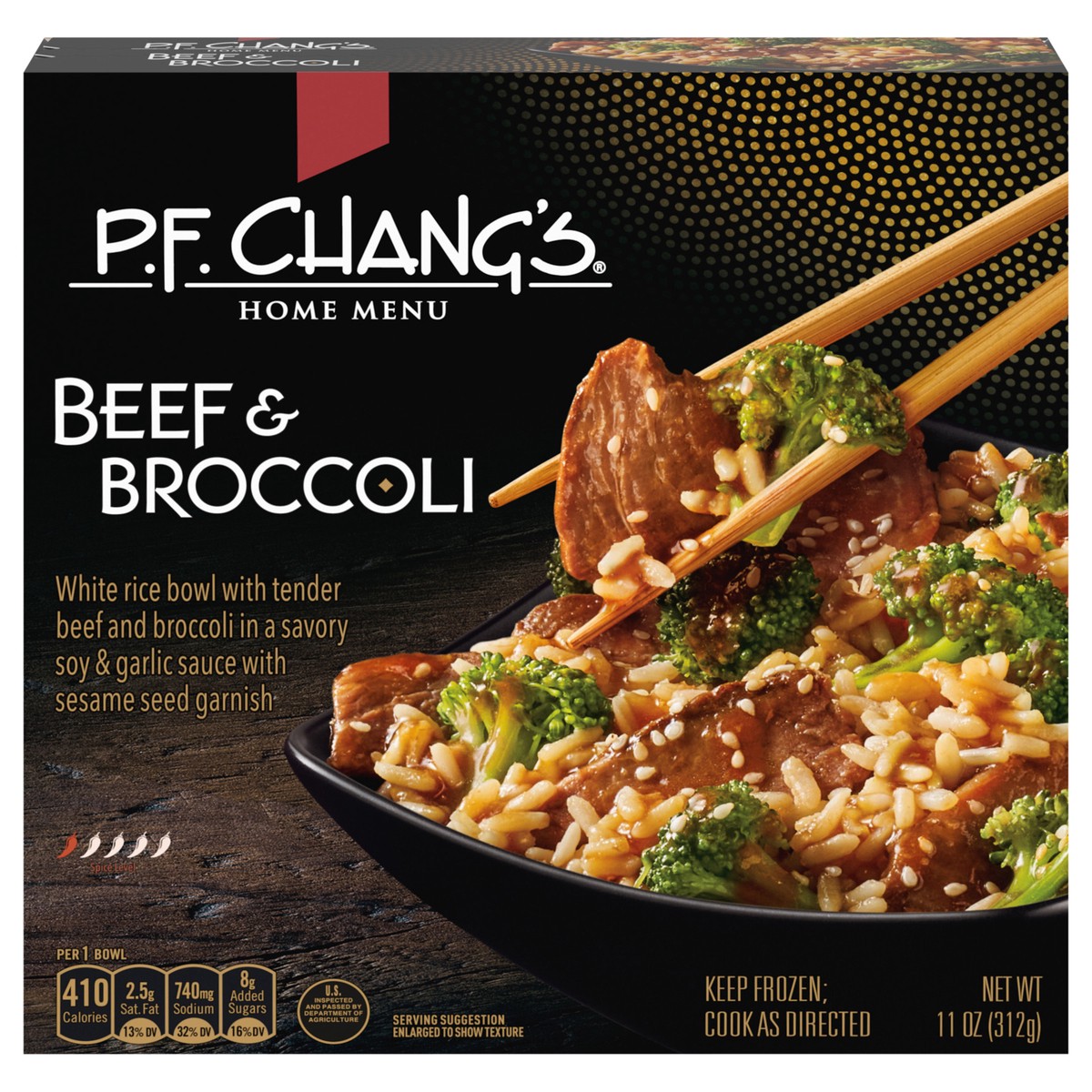 slide 1 of 5, P.F. Chang's Home Menu Beef and Broccoli Bowl, Frozen Meal, 11 oz., 11 oz