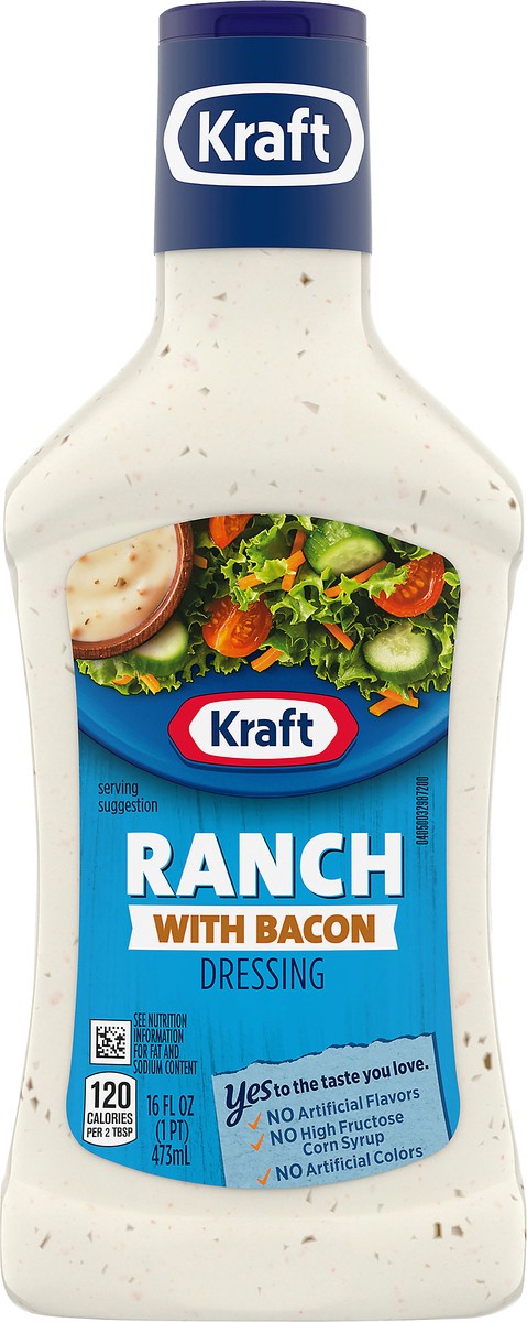 slide 5 of 9, Kraft Ranch Salad Dressing with Bacon, 16 fl oz Bottle, 16 fl oz