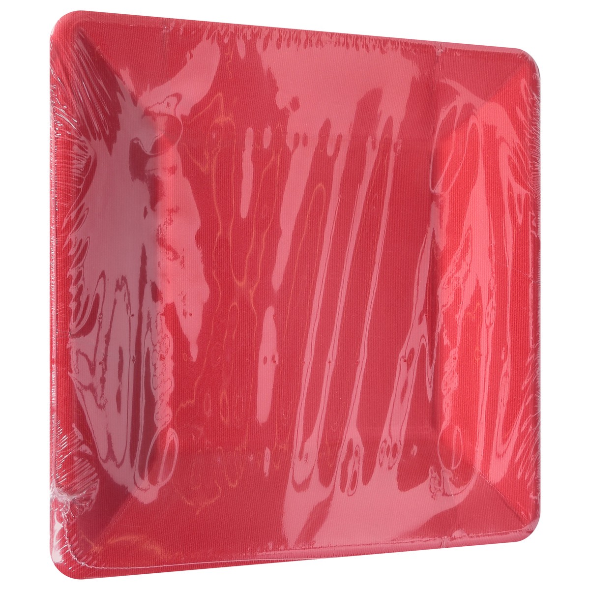 slide 4 of 9, Caspari Grosgrain Border Red Square Salad Dessert Plates 8 ea, 8 ct