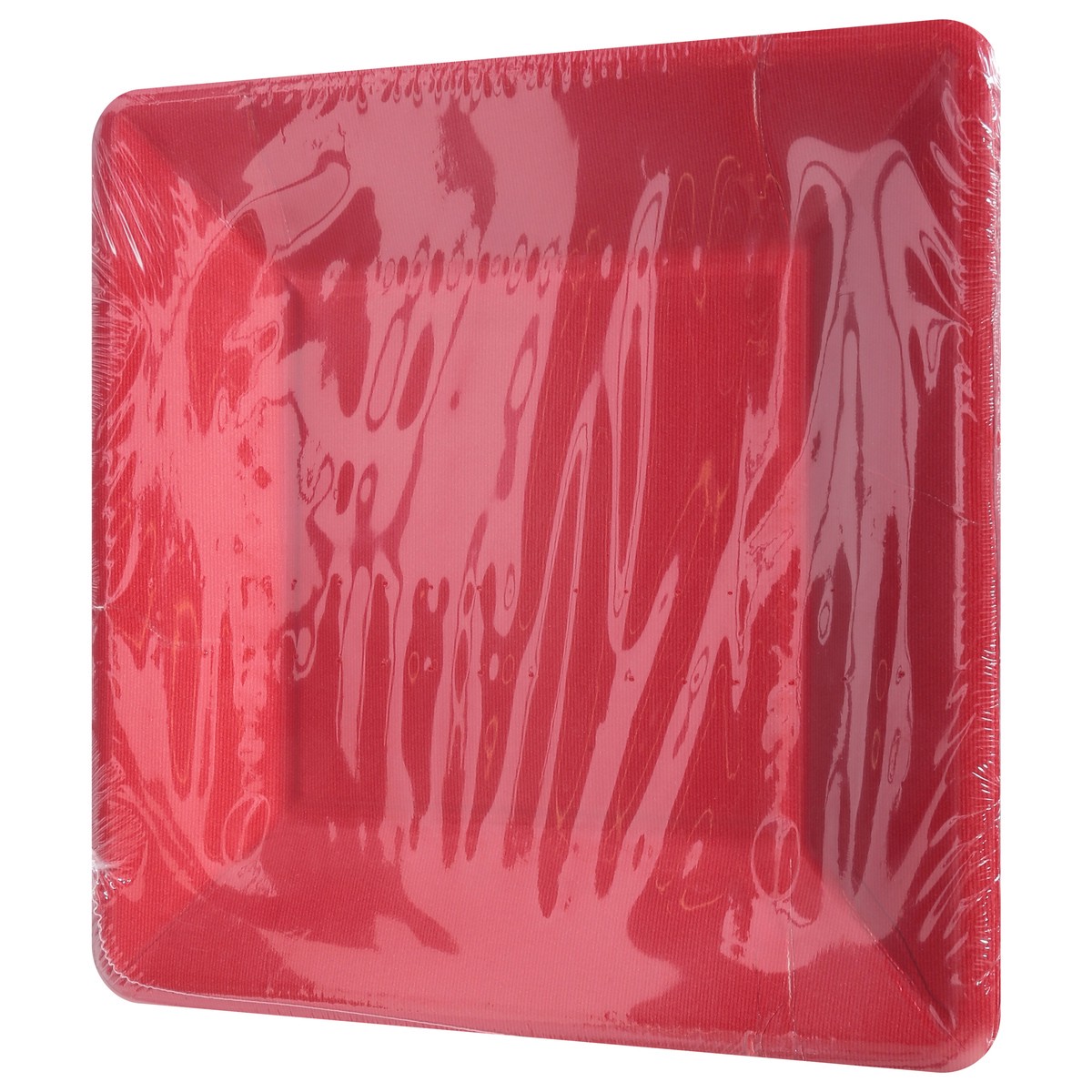 slide 7 of 9, Caspari Grosgrain Border Red Square Salad Dessert Plates 8 ea, 8 ct