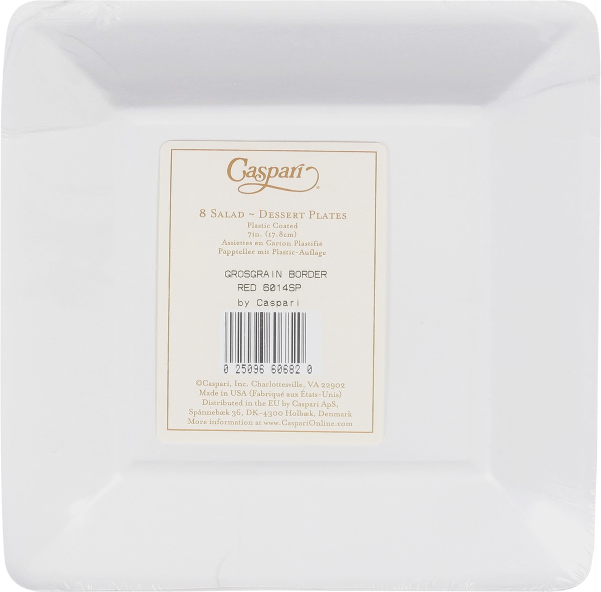 slide 6 of 9, Caspari Grosgrain Border Red Square Salad Dessert Plates 8 ea, 8 ct