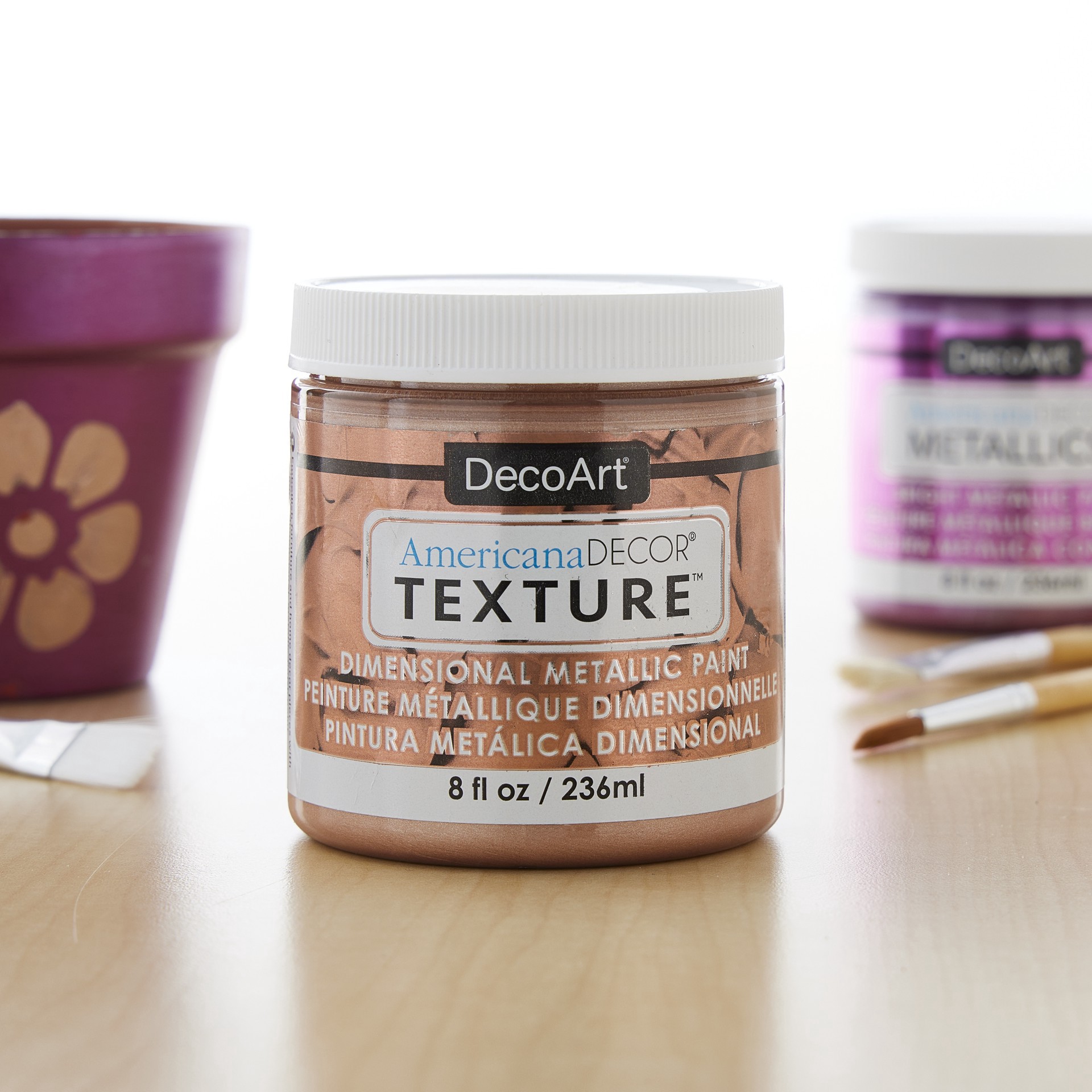 slide 2 of 3, Decoart Americana Decor Texture Dimensional Metallic Paint, 8 fl oz