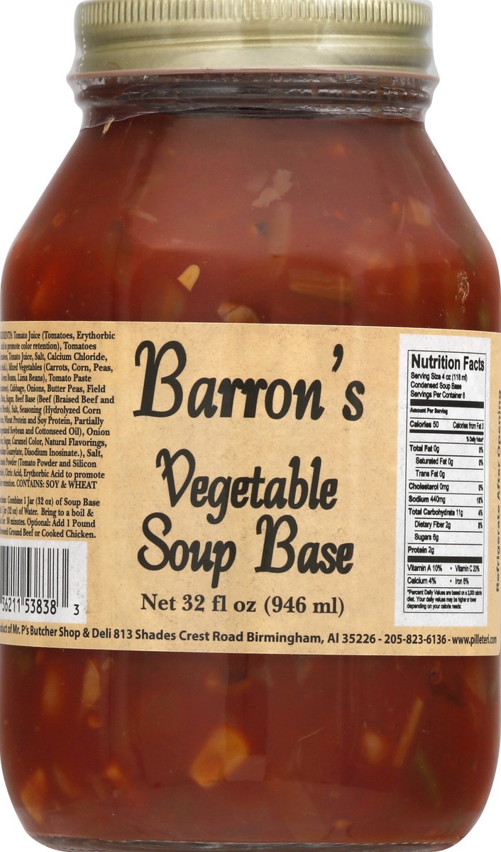 slide 4 of 13, Barron's Vegetable Soup base 32 oz, 32 oz
