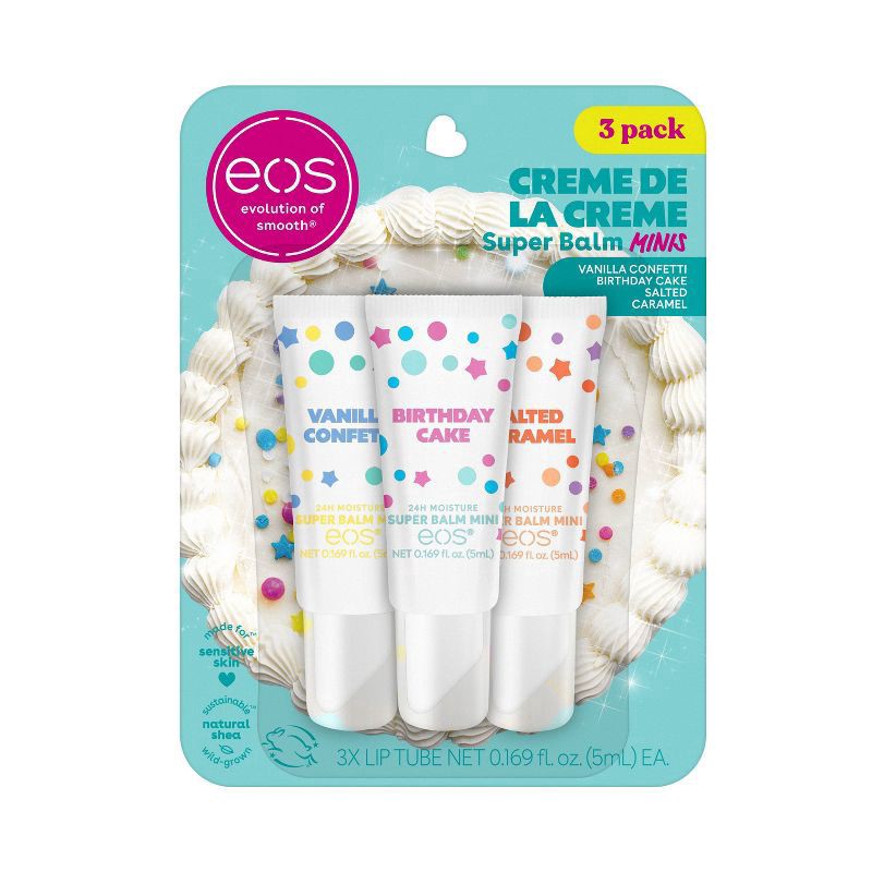 slide 1 of 9, eos 24hrs Moisture Super Balm Minis - Crème de la Crème - 0.169 fl oz/3pk, 3 ct