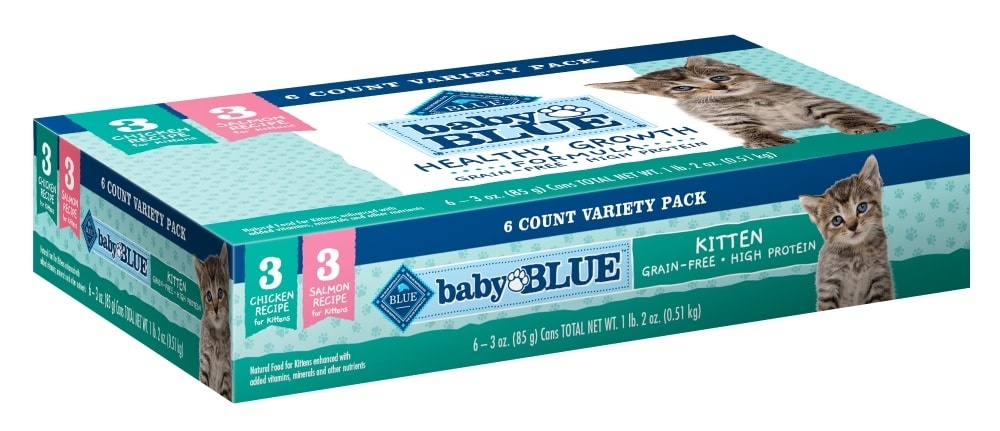 slide 1 of 1, Blue Buffalo Baby BLUE Grain Free High Protein Wet Kitten Food, Chicken and Salmon, 6 ct; 3 oz