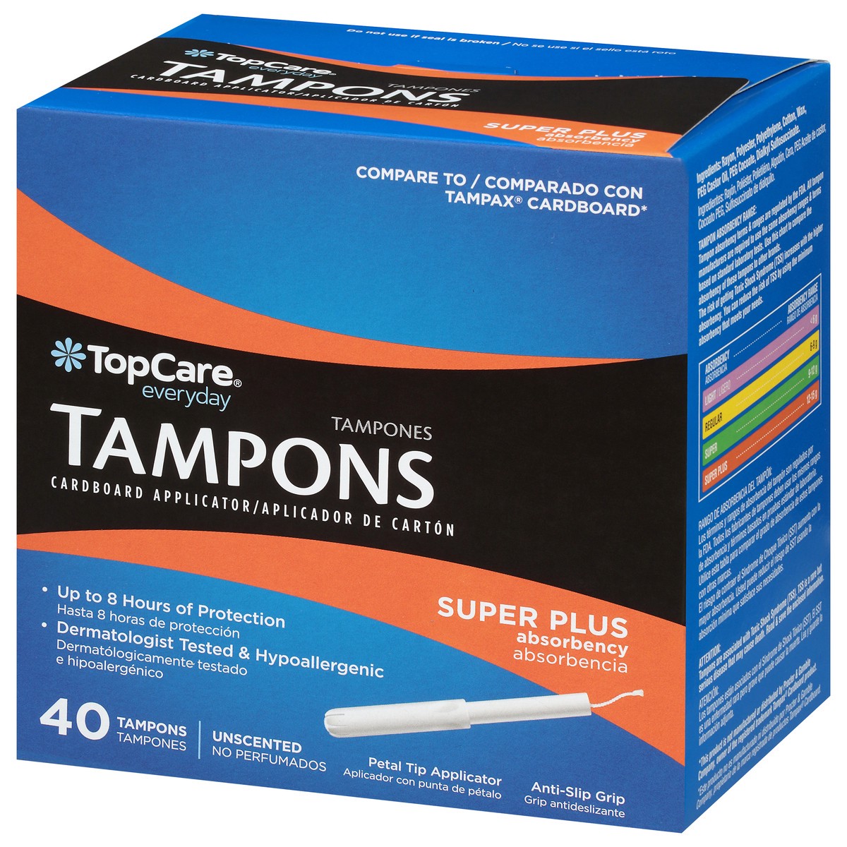 slide 3 of 9, TopCare Everyday Super Plus Absorbency Unscented Tampons 40 ea, 40 ct