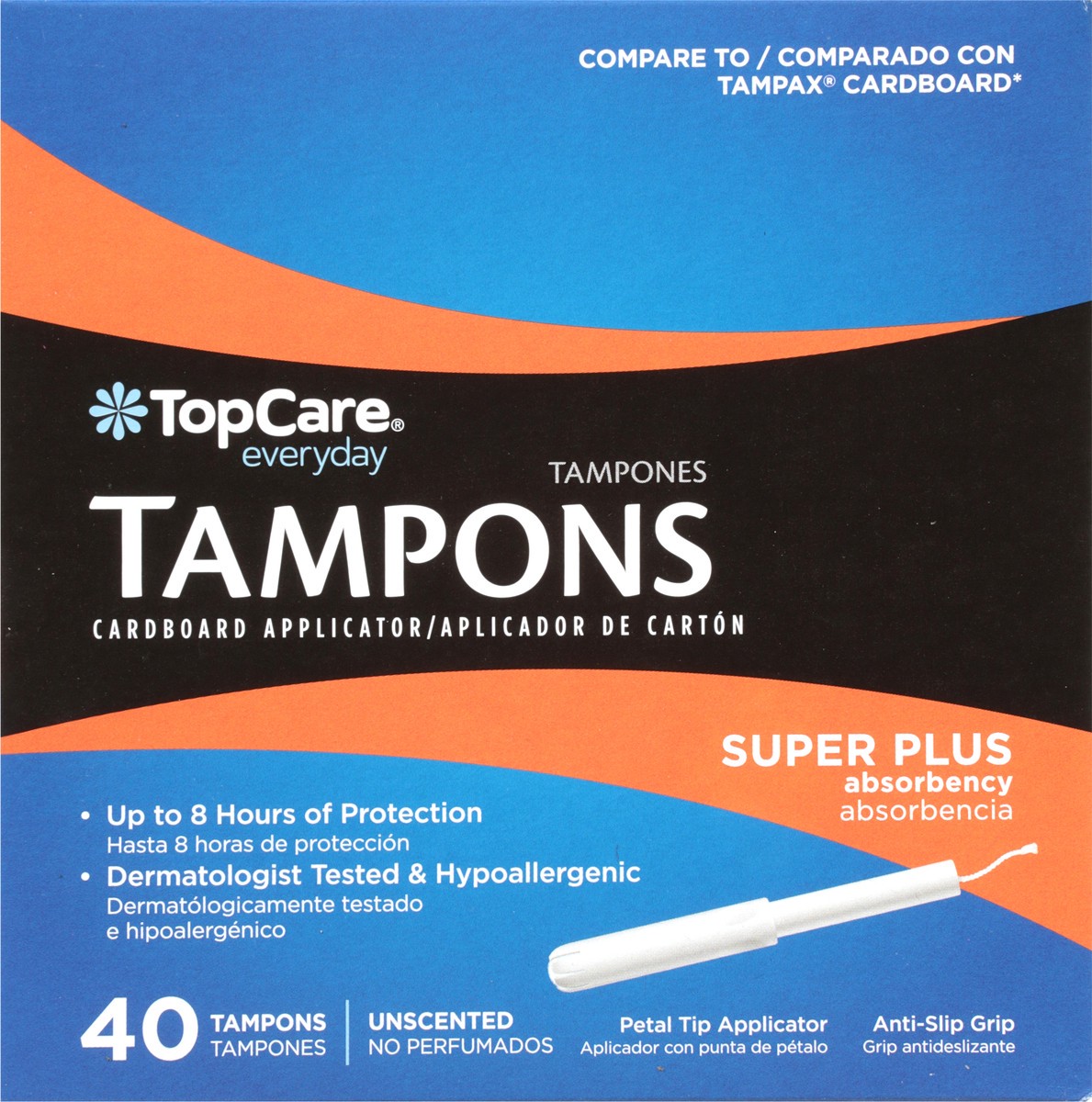 slide 6 of 9, TopCare Everyday Super Plus Absorbency Unscented Tampons 40 ea, 40 ct